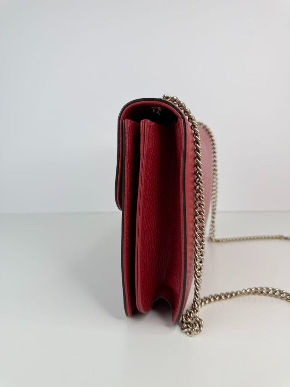 Gucci Interlocking G Leather Chain Red Shoulder Crossbody Bag - Picture 6 of 12